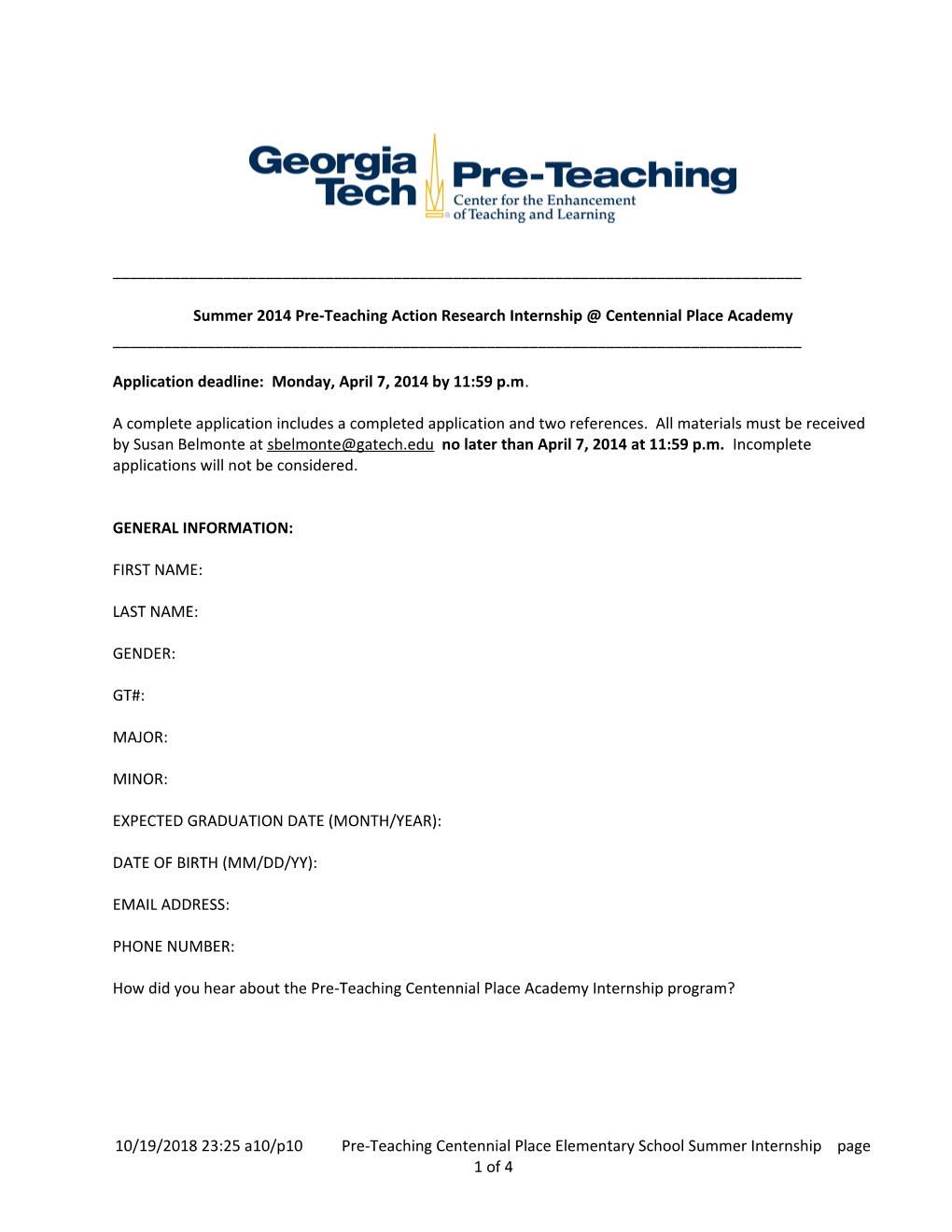 Summer 2014 Pre-Teaching Action Research Internship Centennial Place Academy