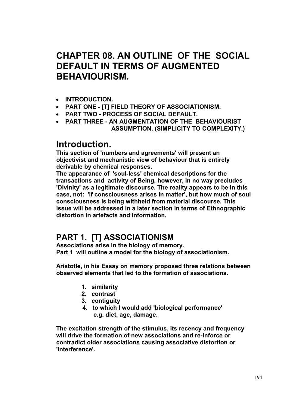 Outline of Social Default