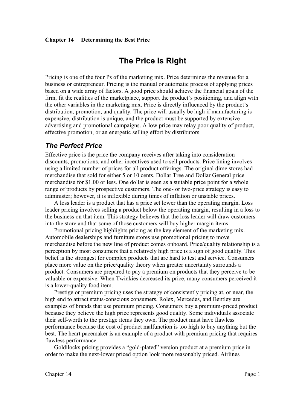 Chapter 14Determining the Best Price