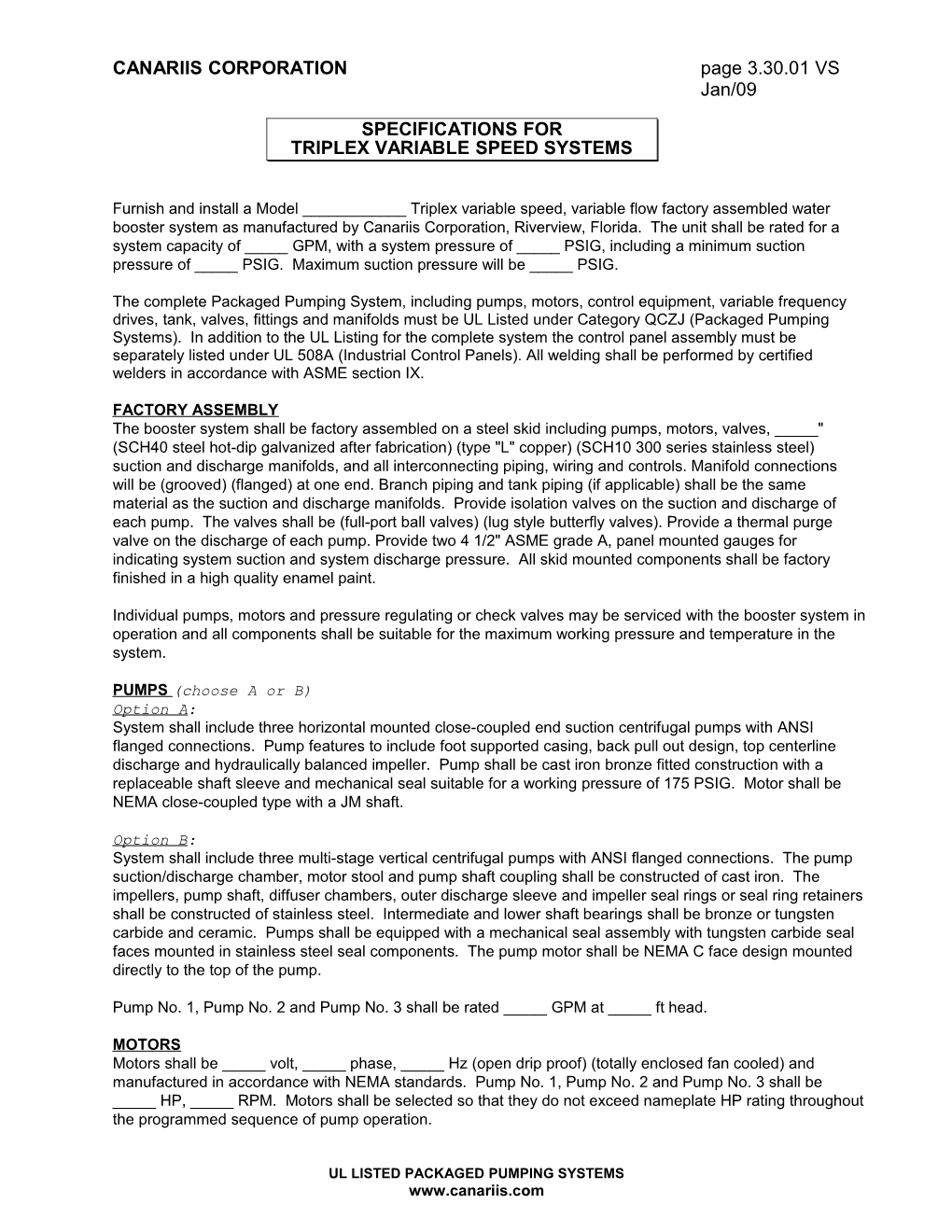 Specifications for Duplex Systems