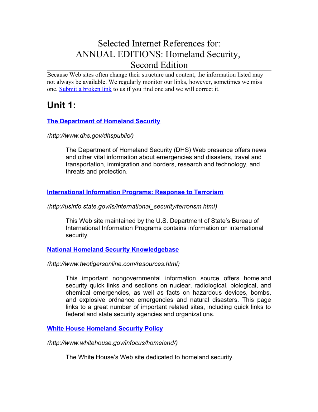 Annual Editions: Homeland Security, 2/E