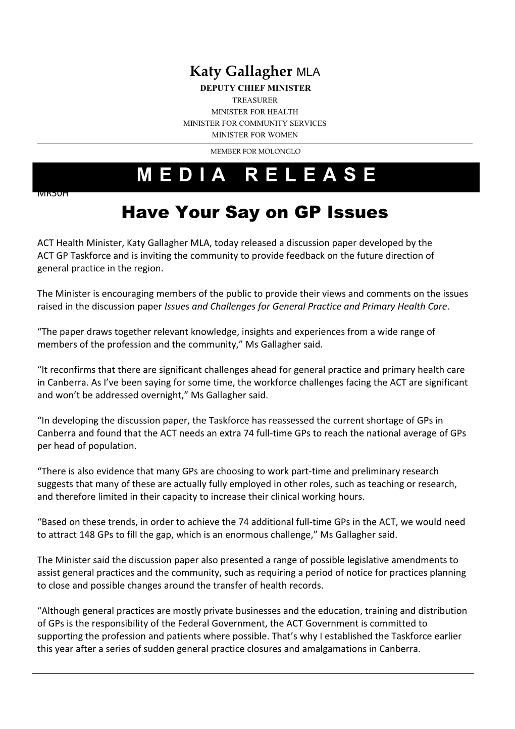 Have Your Say on GP Issues