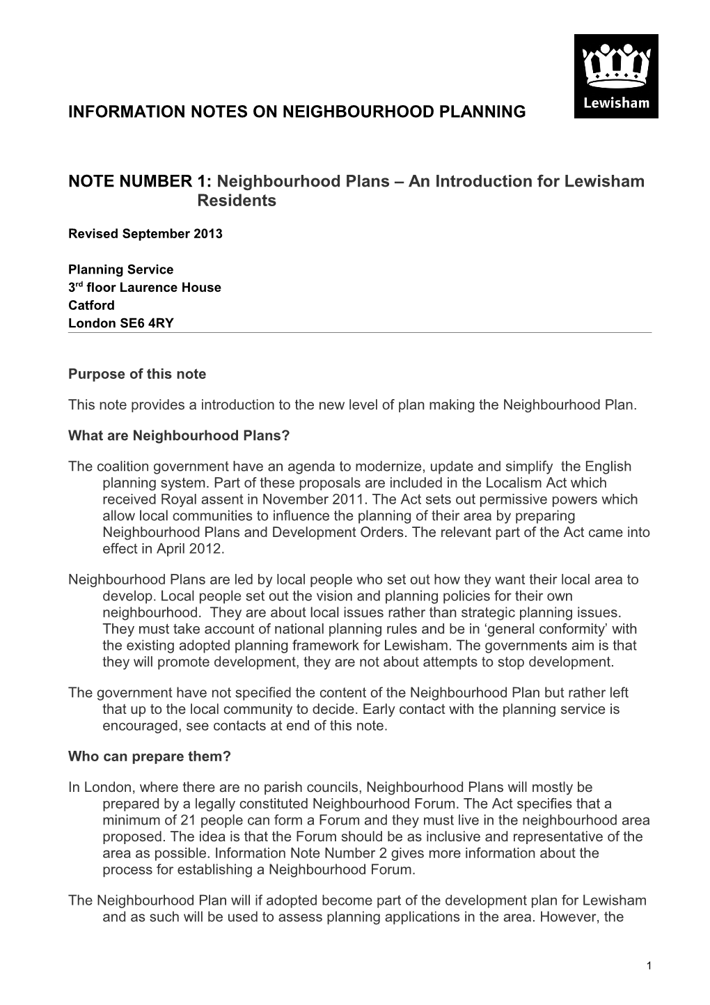 An Introduction to Neighbourhood Planning for Residents