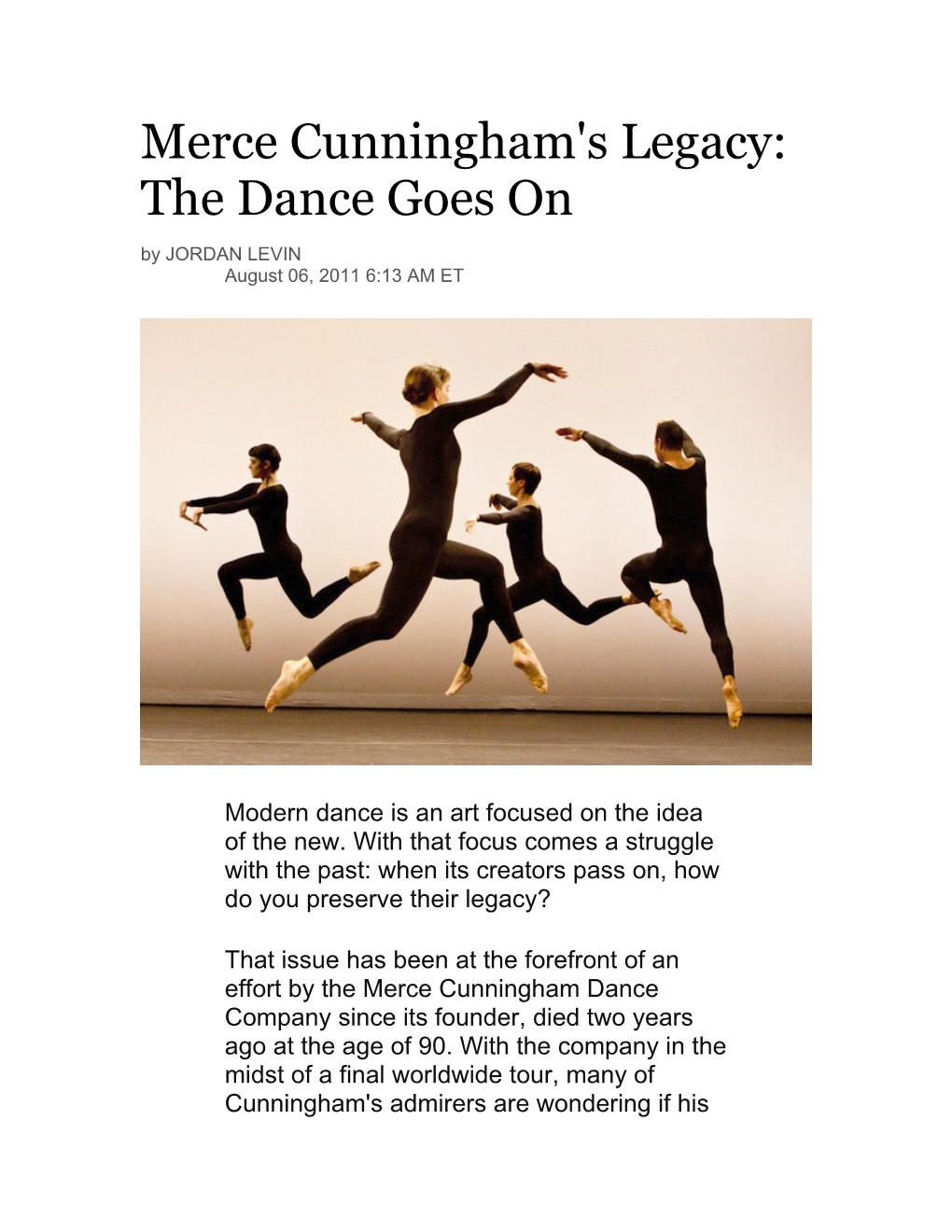 Merce Cunningham's Legacy: the Dance Goes On