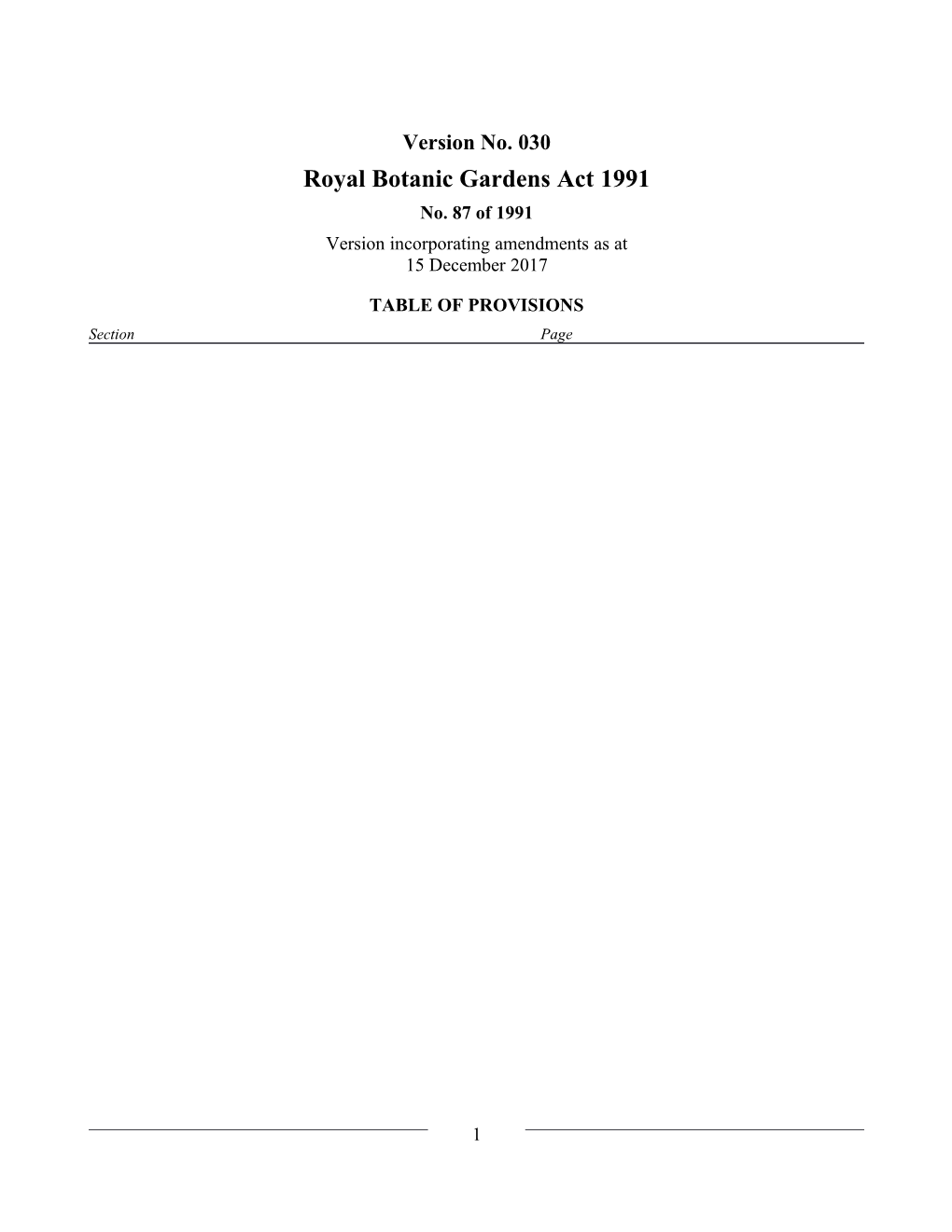 Royal Botanic Gardens Act 1991