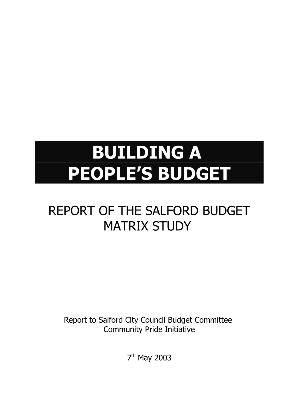 Building a People S Budget