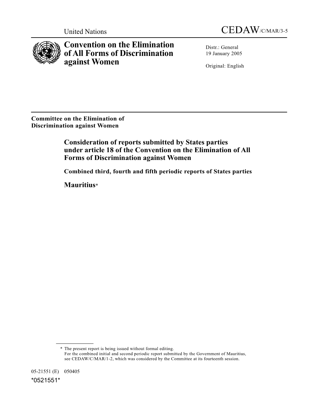 Combined Third, Fourth and Fifth Periodic Reports of States Parties