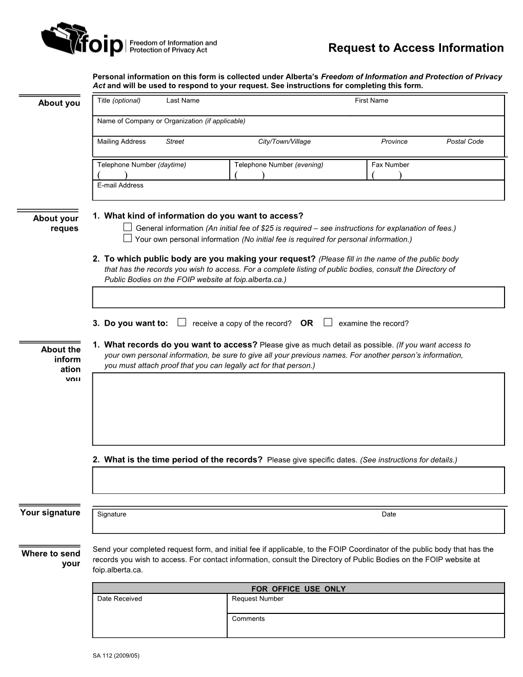 Request to Access Information Form