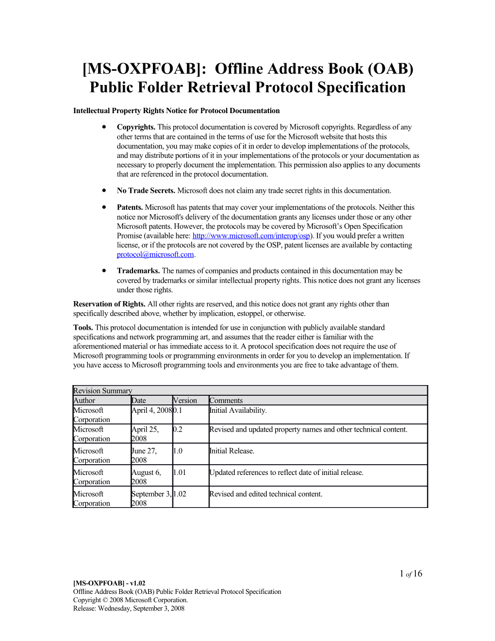 MS-OXPFOAB : Offline Address Book (OAB) Public Folder Retrieval Protocol Specification