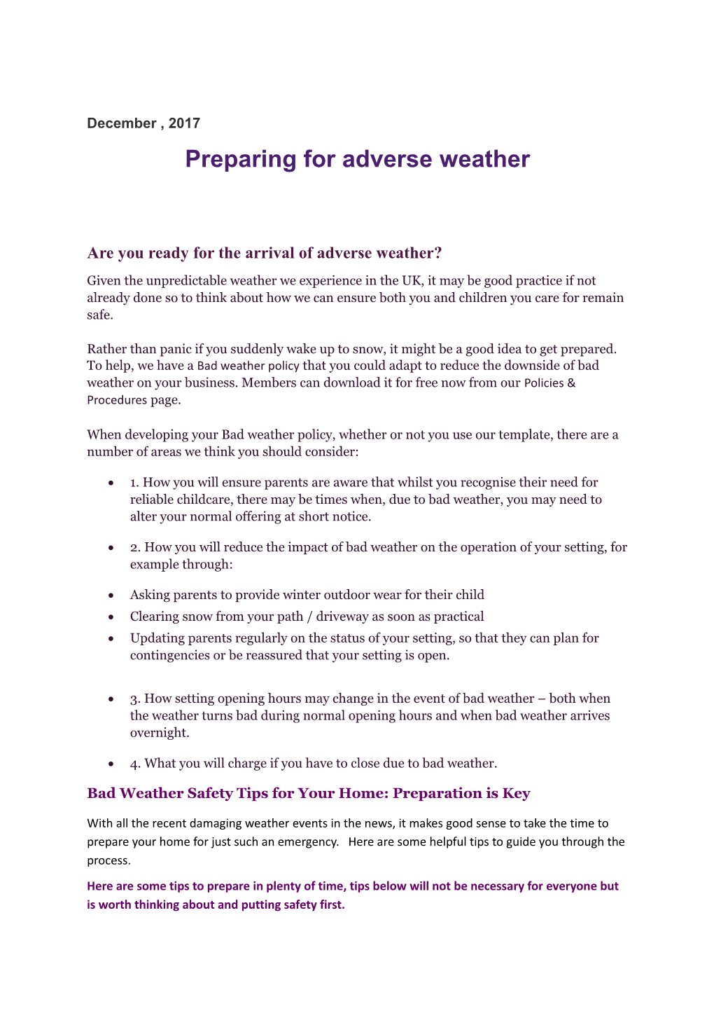 Are You Ready for the Arrival of Adverse Weather?