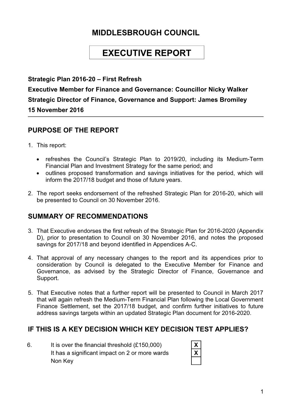 Strategic Plan 2016-20 First Refresh