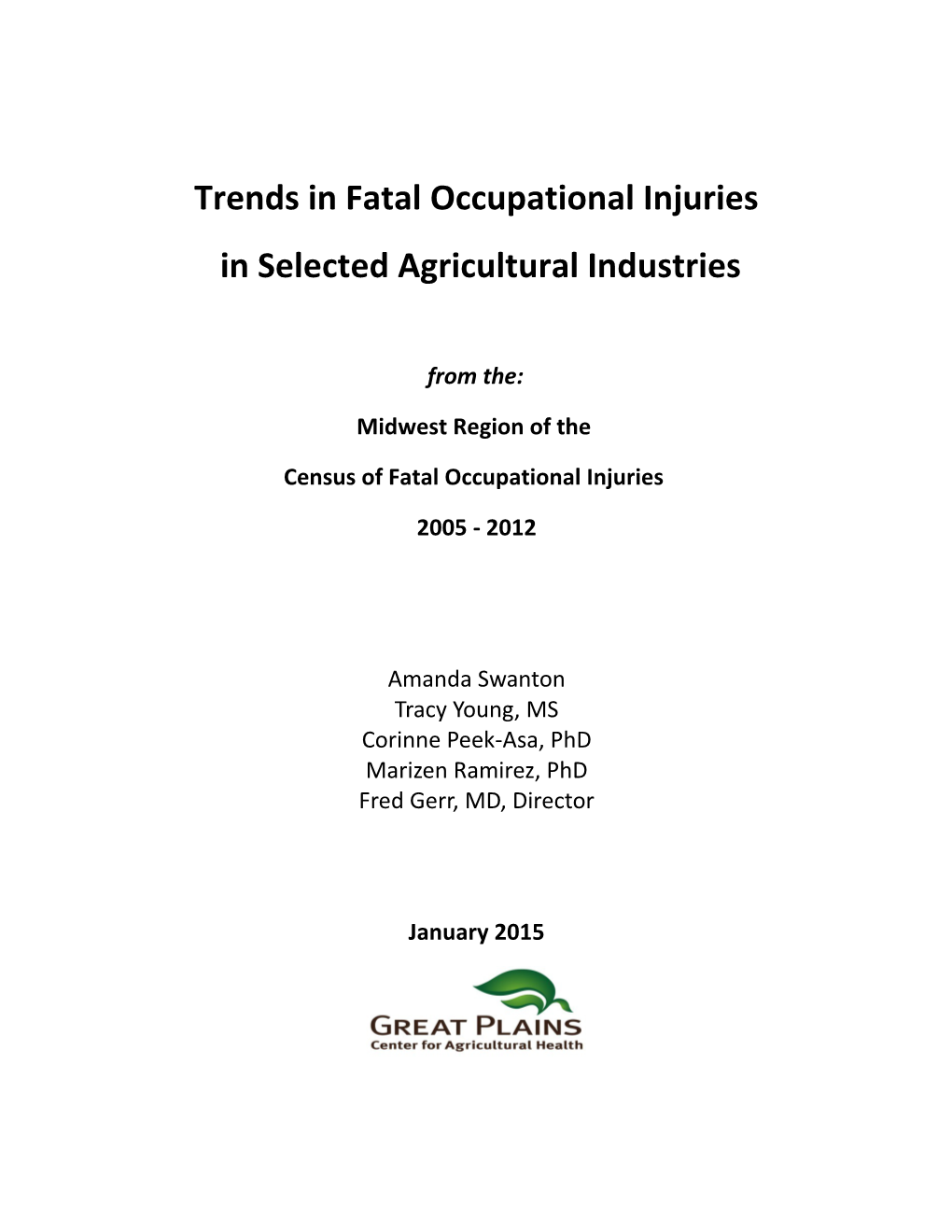 Trends in Fatal Occupational Injuries