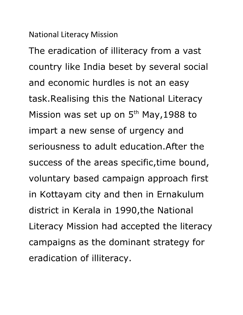 National Literacy Mission