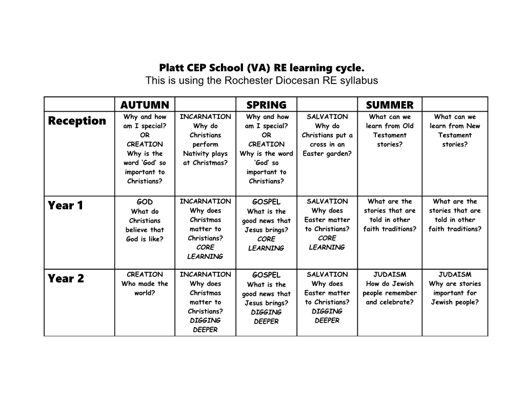 Platt CEP School (VA) RE Learning Cycle