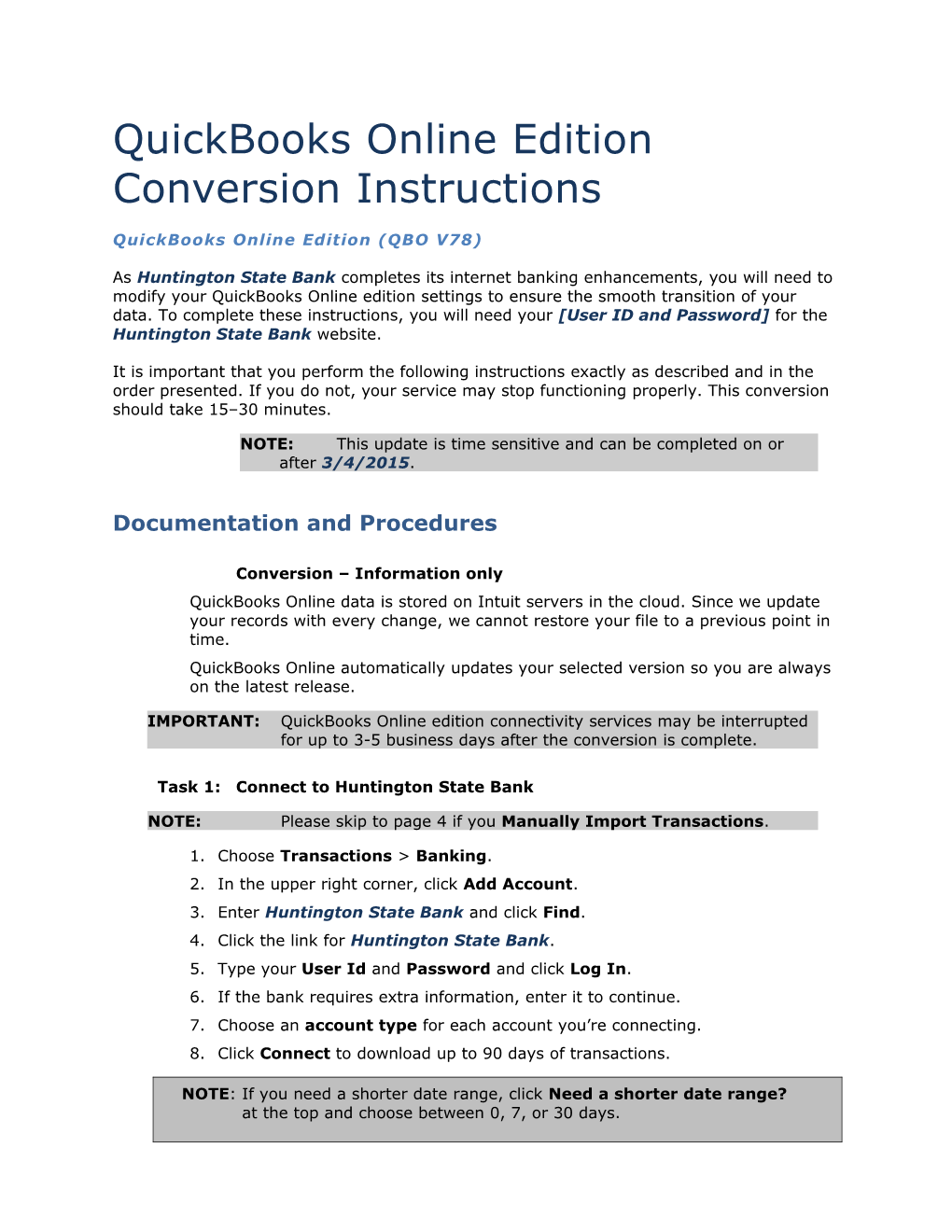 Quickbooks Online Edition Conversion Instructions