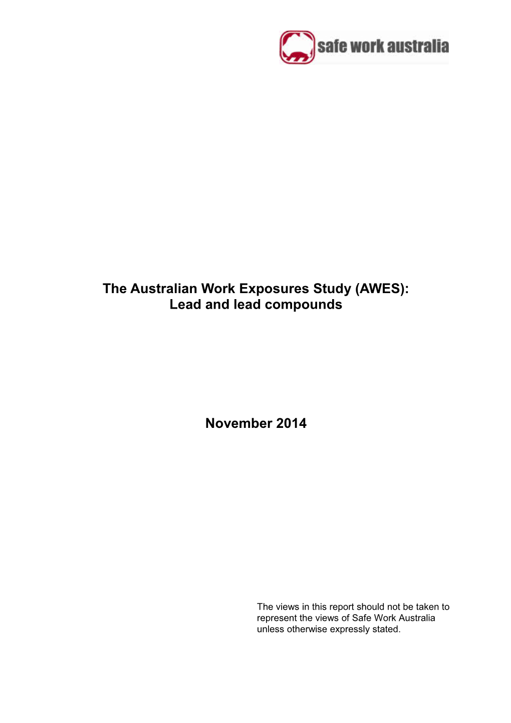 Australian Work Exposures Study (AWES) - Lead and Lead Compounds