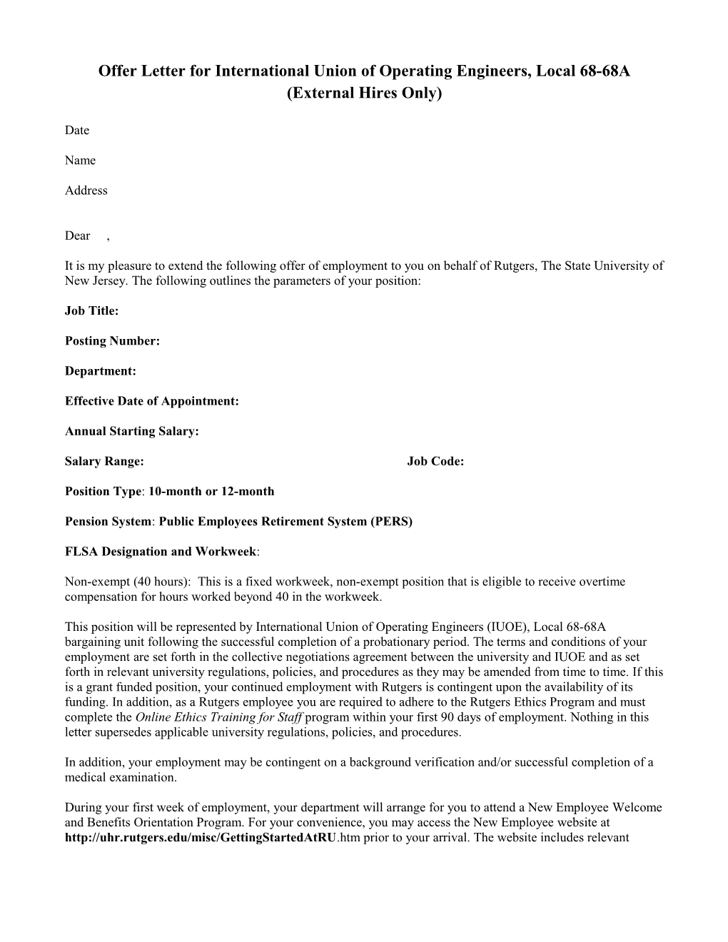 Offer Letter for MPSC Staff