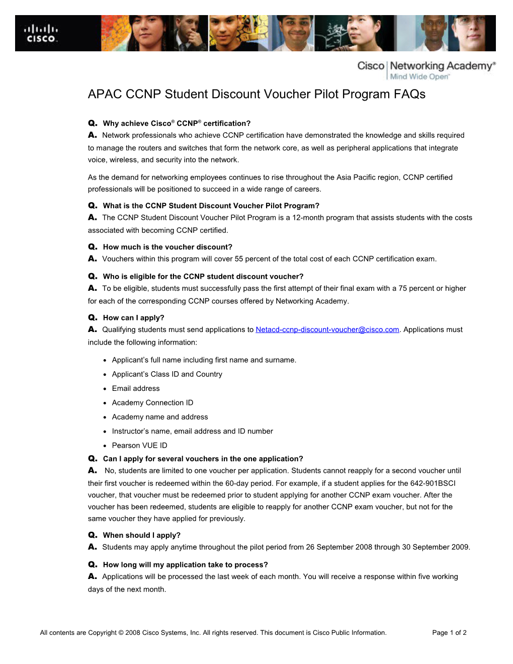 APAC CCNP Student Discount Voucherpilot Program Faqs