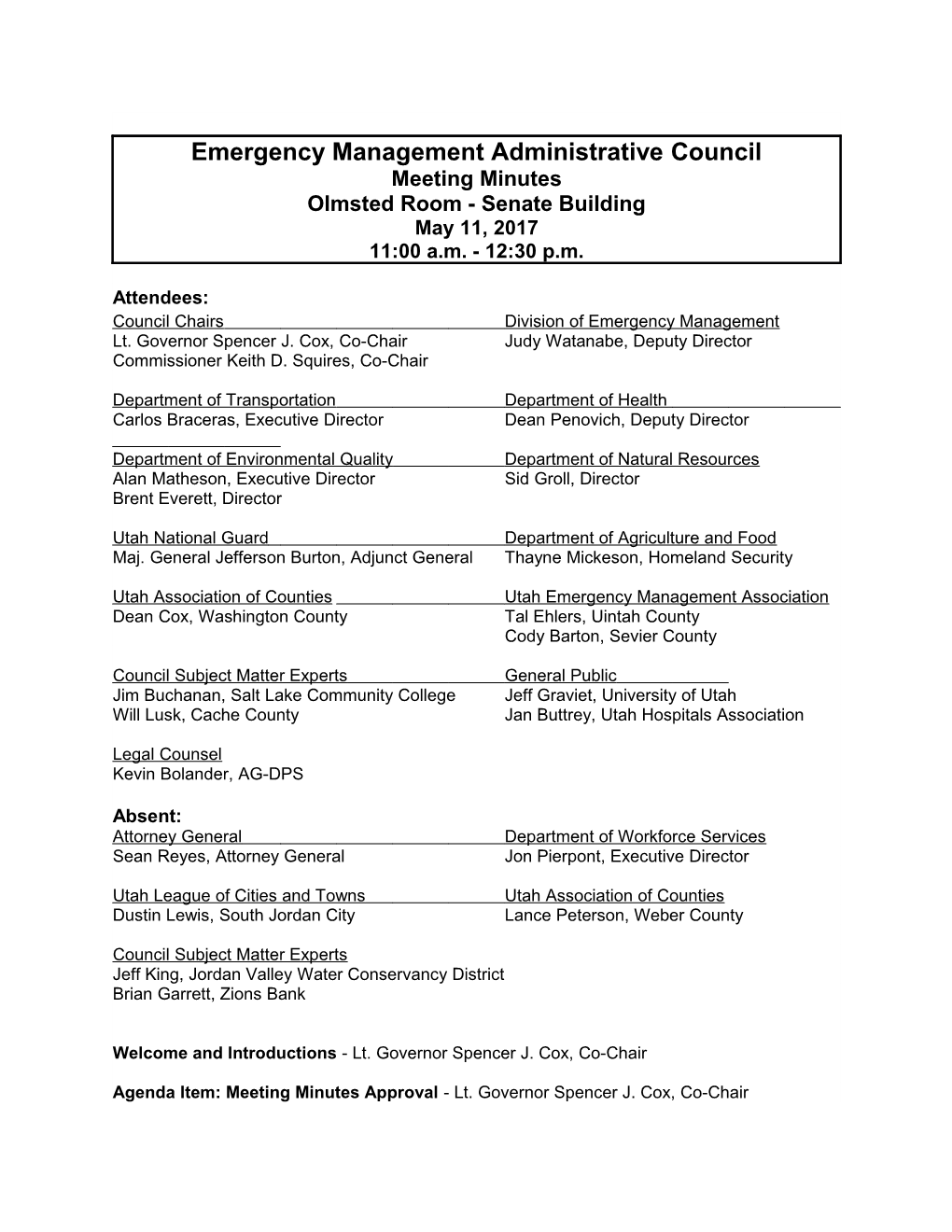 Council Chairsdivision of Emergency Management