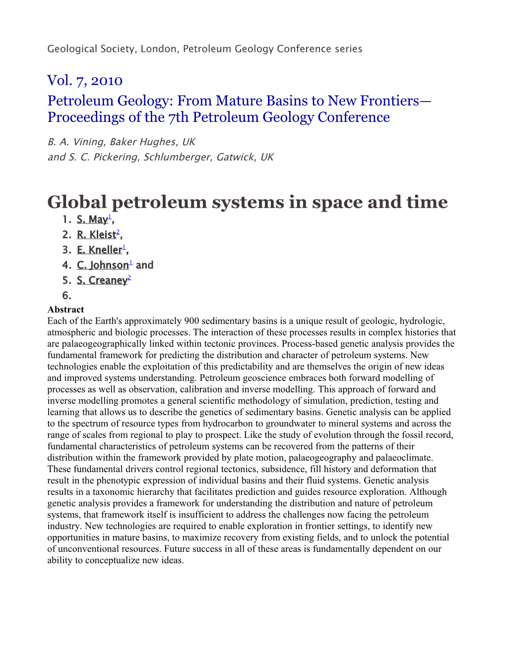 Geological Society, London, Petroleum Geology Conference Series