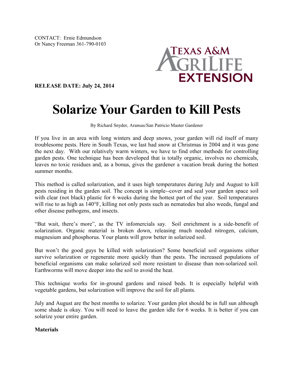 Solarize Your Garden to Kill Pests