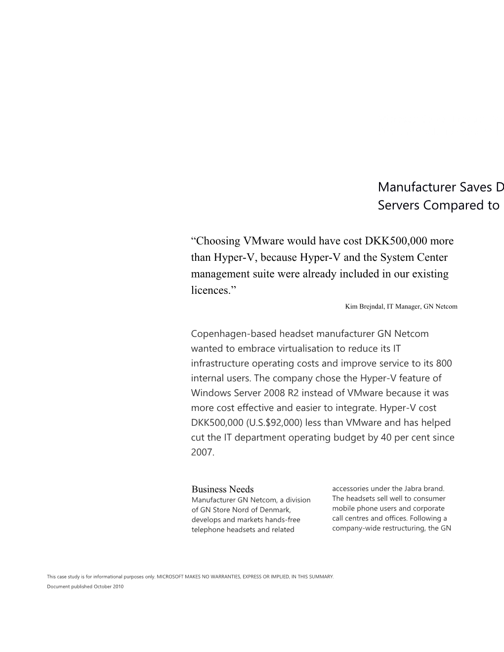Writeimage CSB Danish Manufacturer Saves 500,000 Kroner on Virtual Servers Compared To