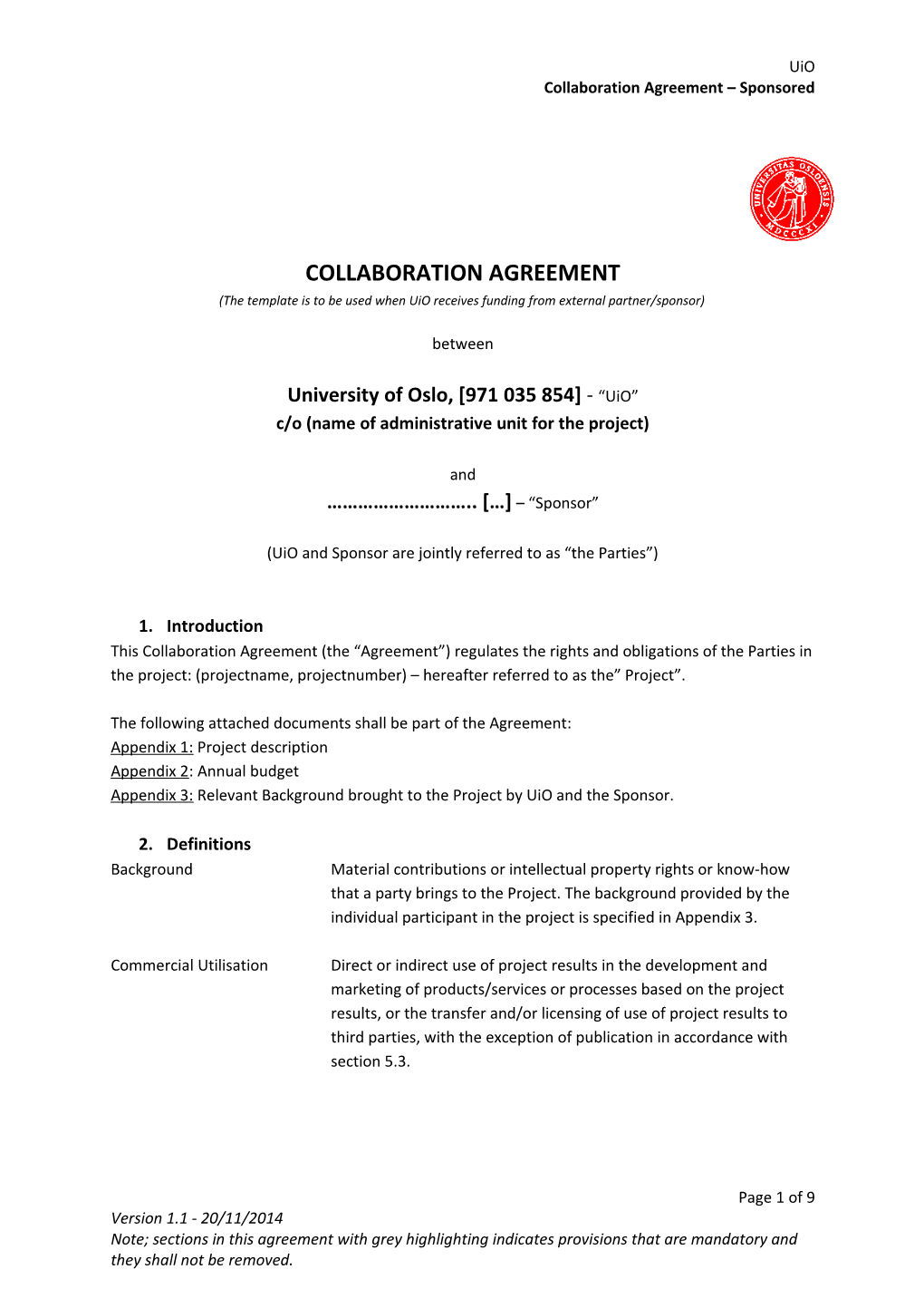 Collaboration Agreement Sponsored
