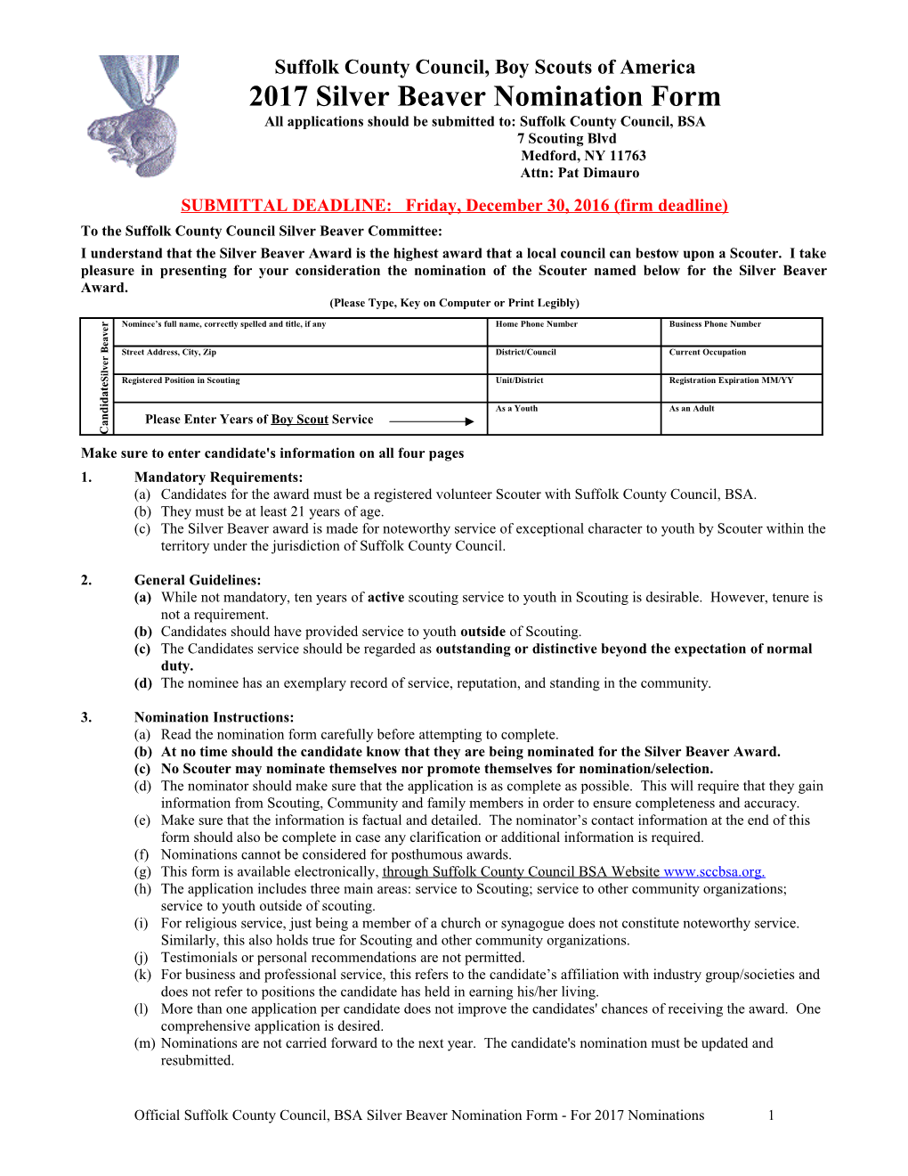 SCC Silver Beaver Application