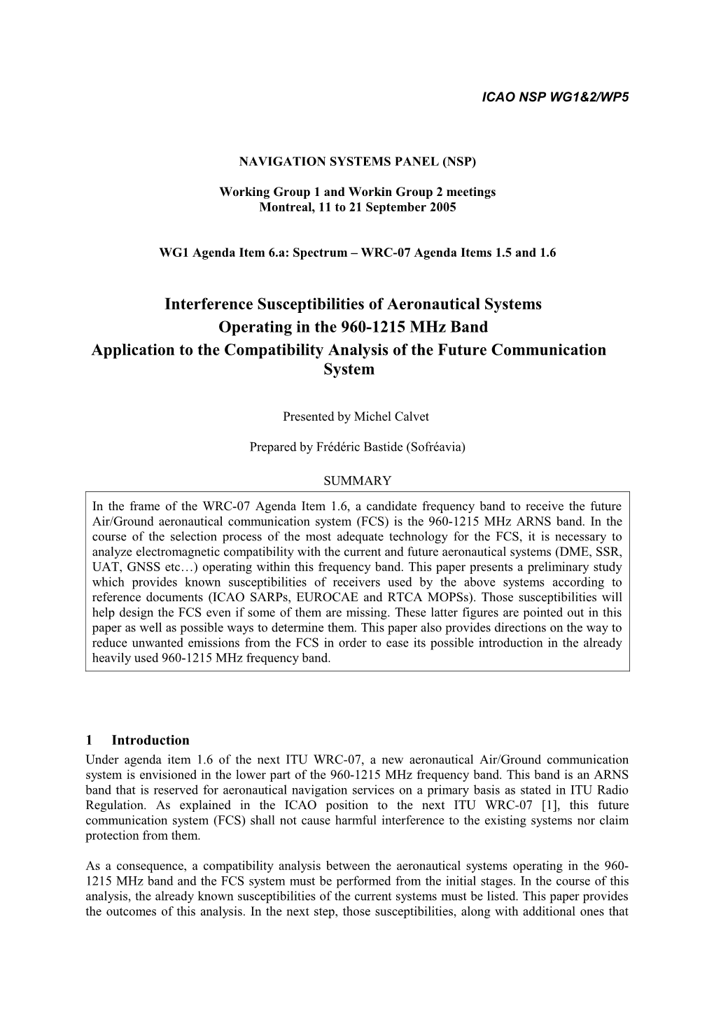 Interference Susceptibilities of Aeronautical Systems Operating in the 960-1215 Mhz Band