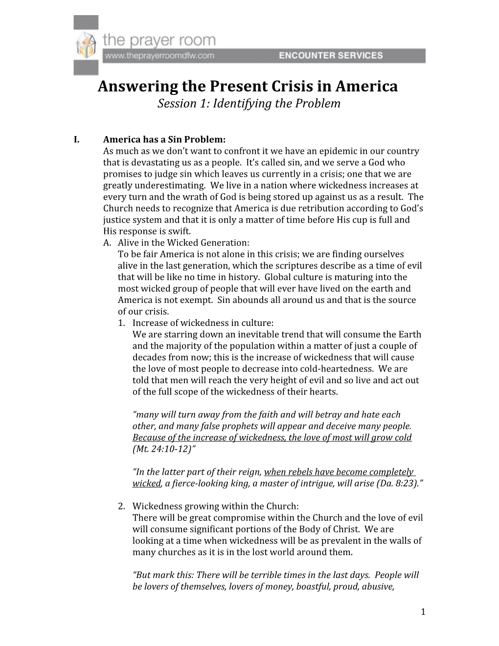 Answering the Present Crisis in America