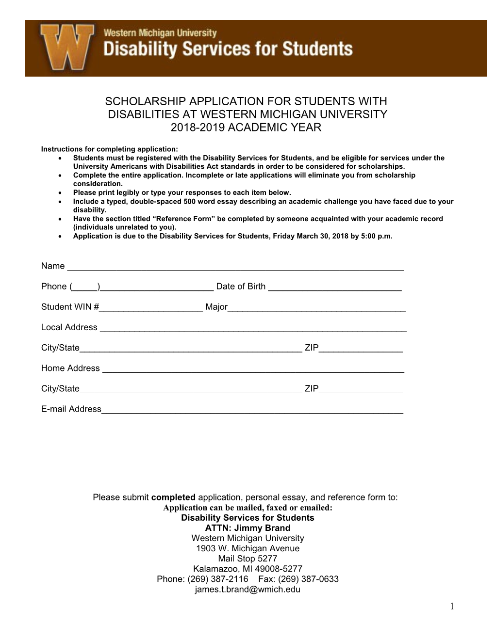 The Ohio Lions Foundation/Helen Keller Scholarship Application for Students with Visual