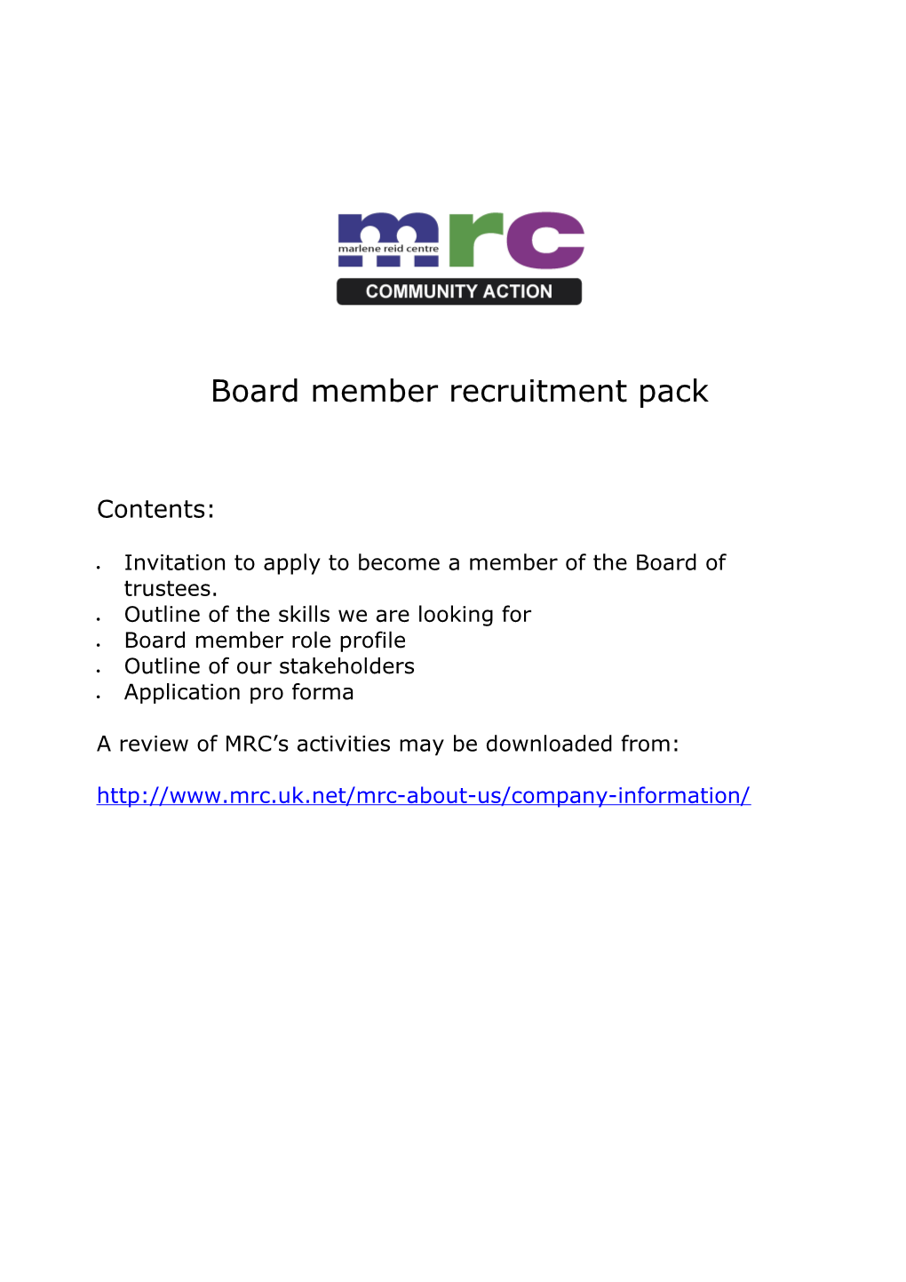 Board Member Recruitment Pack