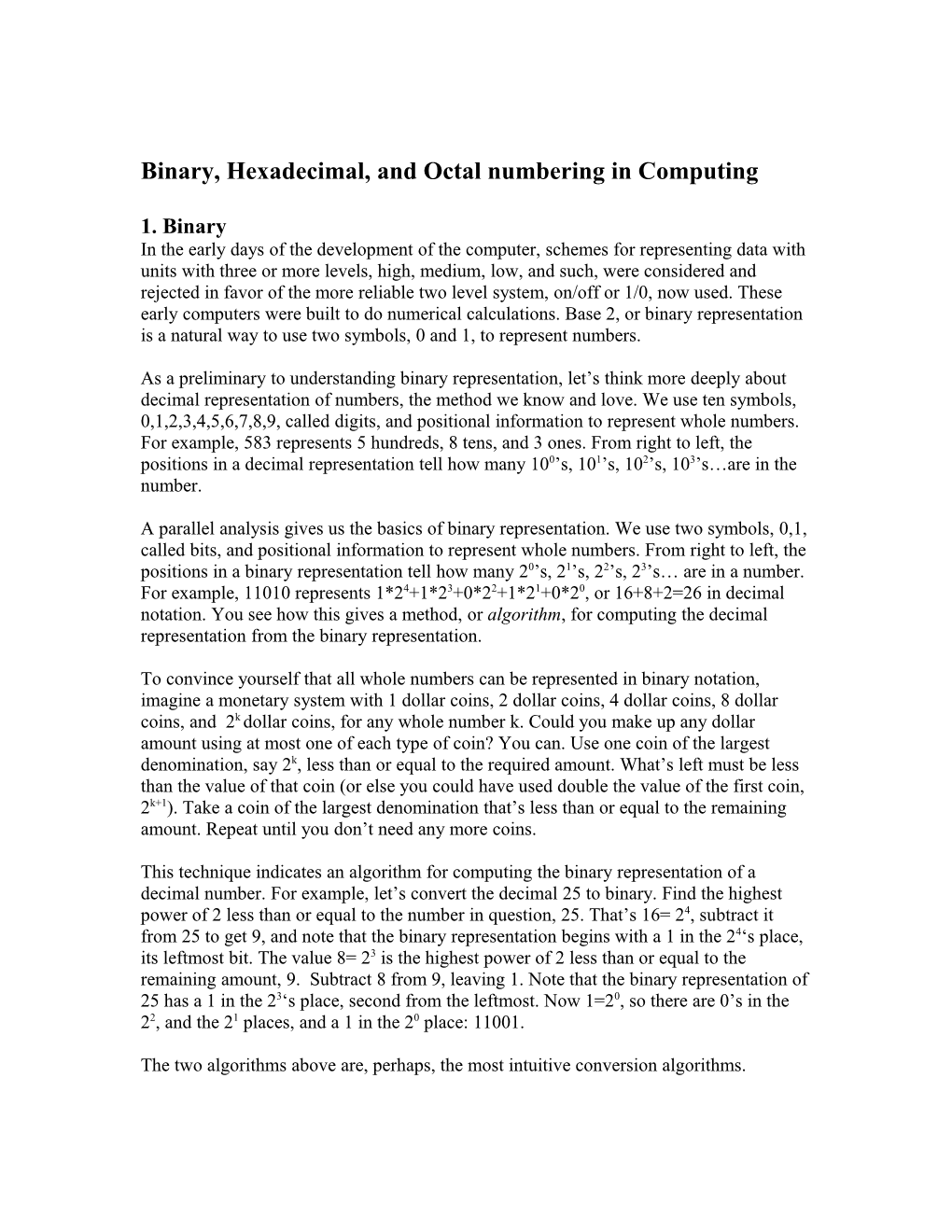 Binary, Hexadecimal, and Octal Numbering in Computing