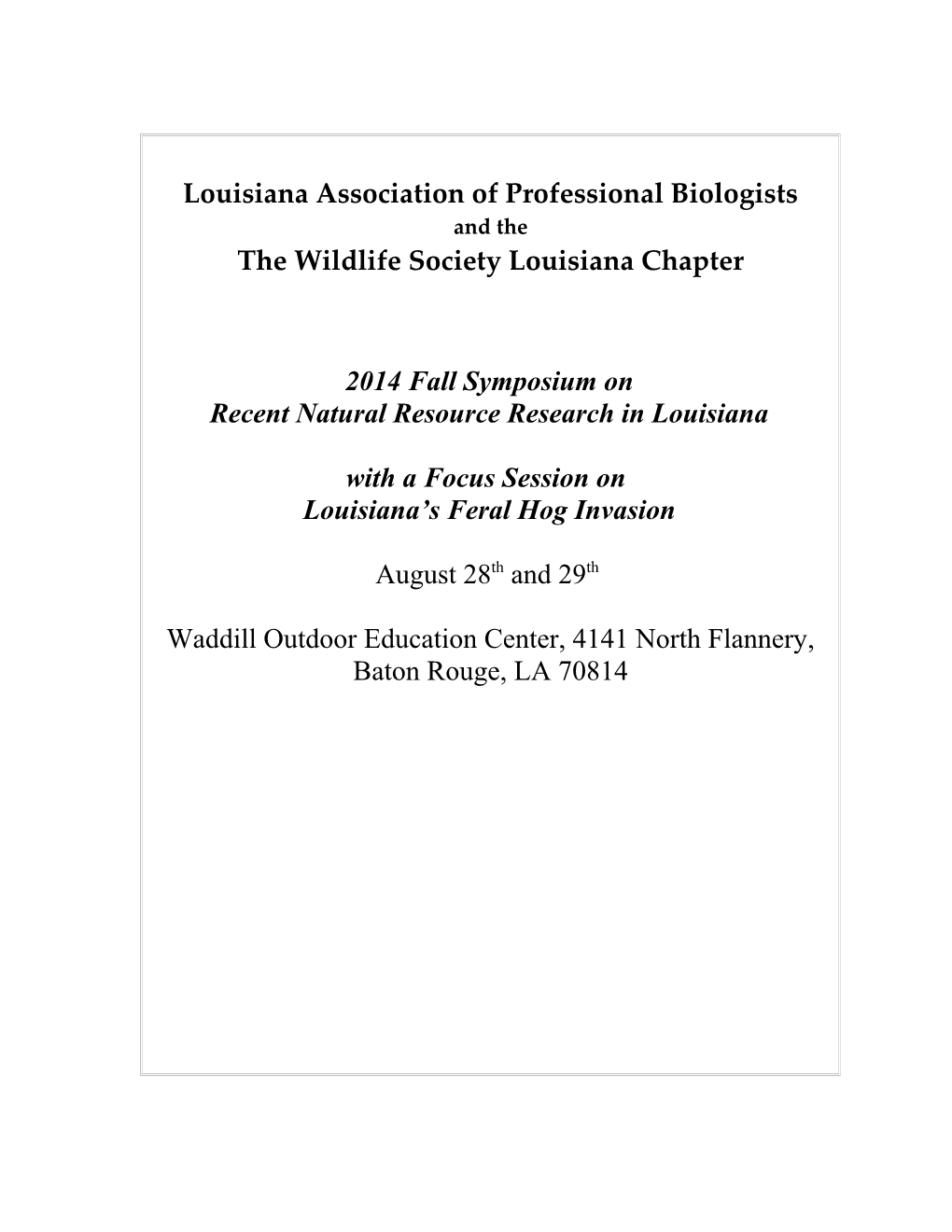 Louisiana Association Ofprofessional Biologists
