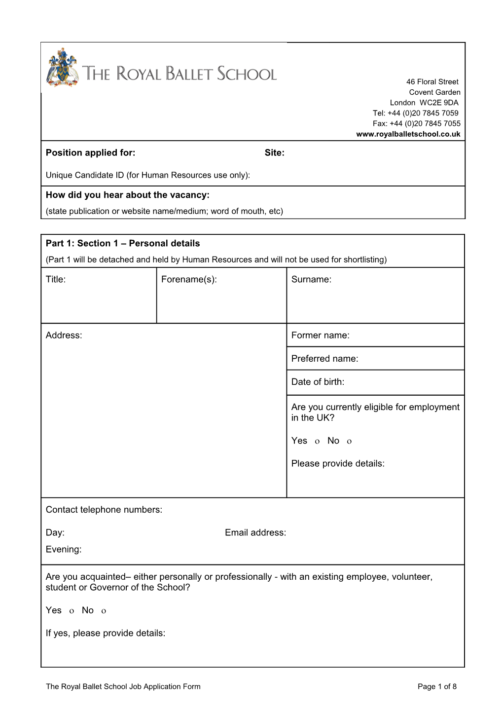 Education Team: Safer Recruitment Pack: Application Form V3 Jan 09