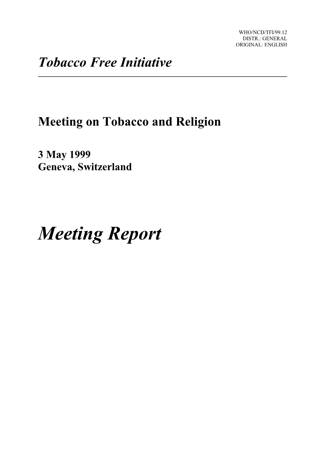 Tobacco and Religion