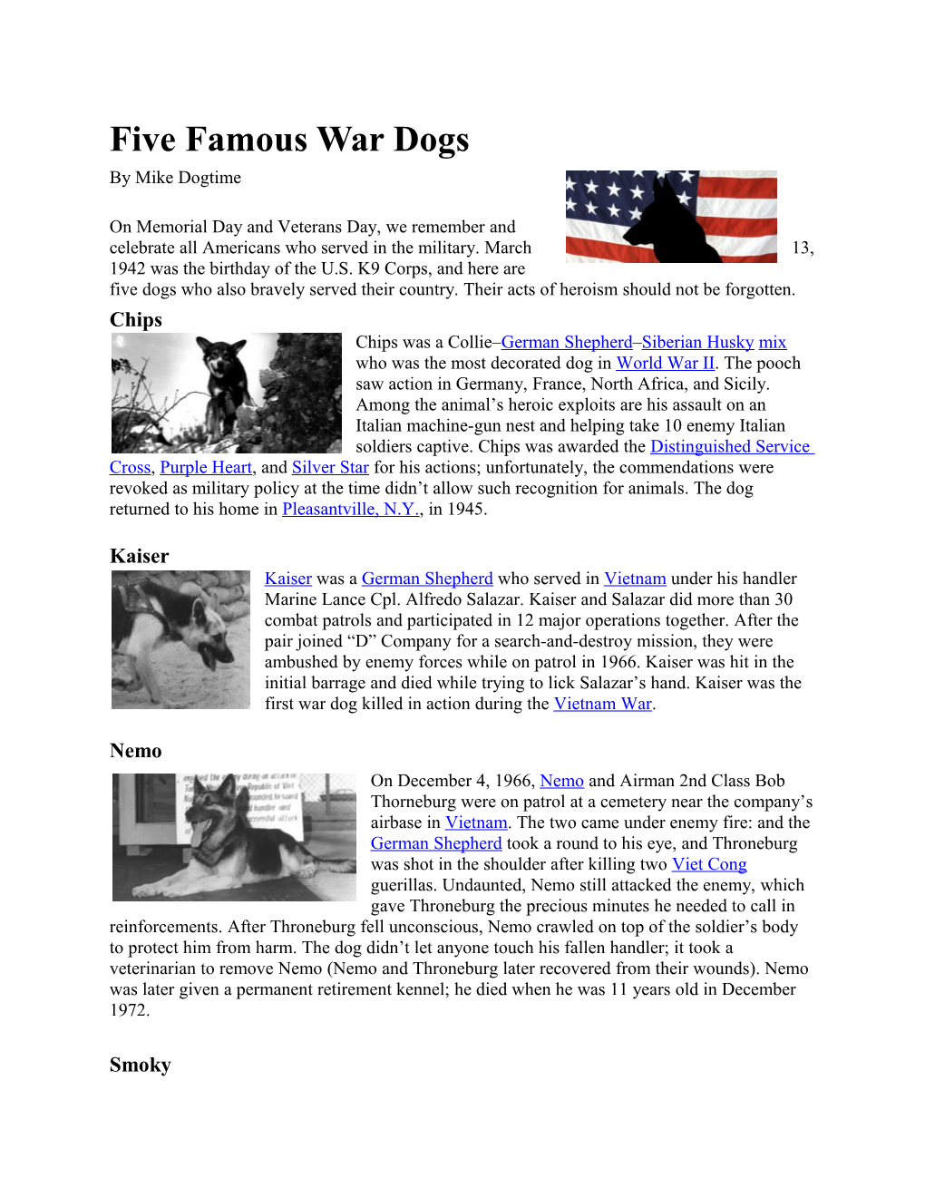 Five Famous War Dogs