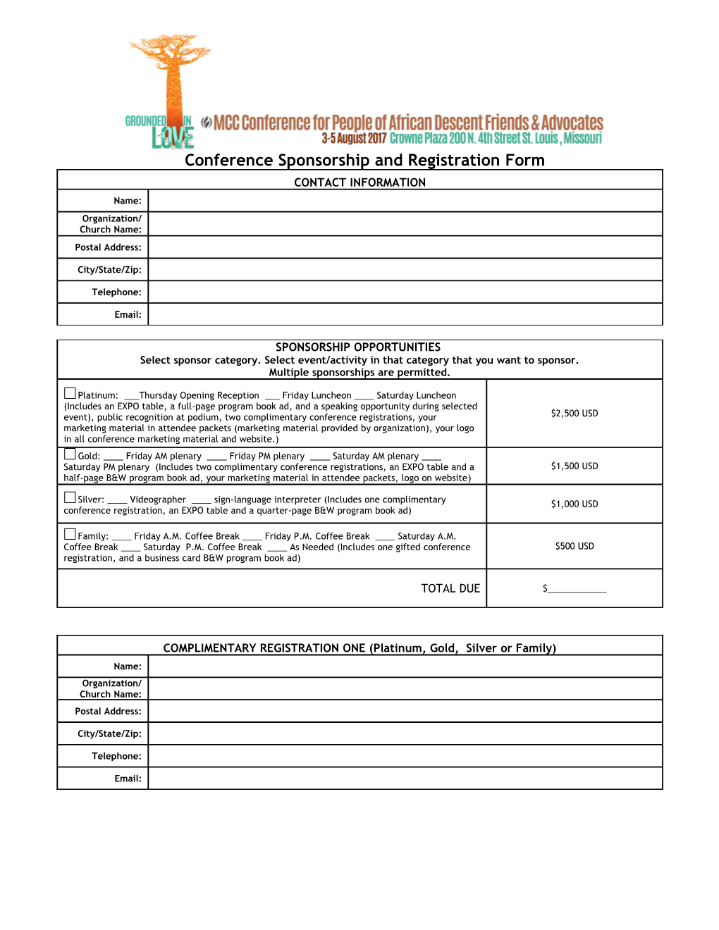 Conferencesponsorship and Registration Form