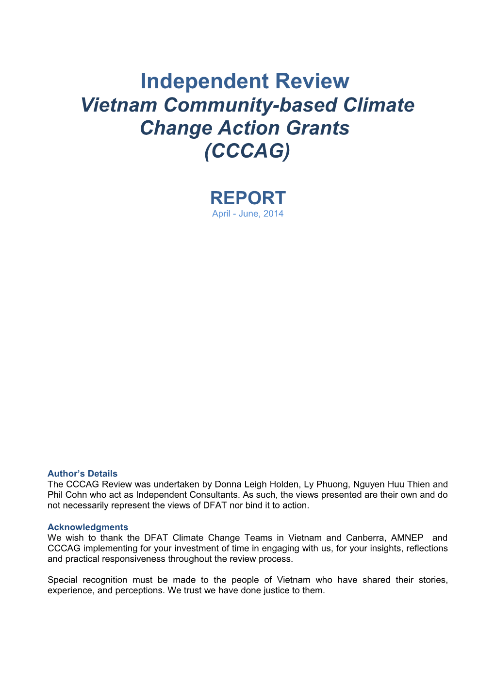 Vietnam Community-Based Climate Change Action Grants