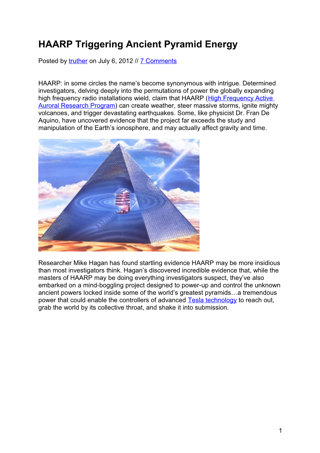 HAARP Triggering Ancient Pyramid Energy