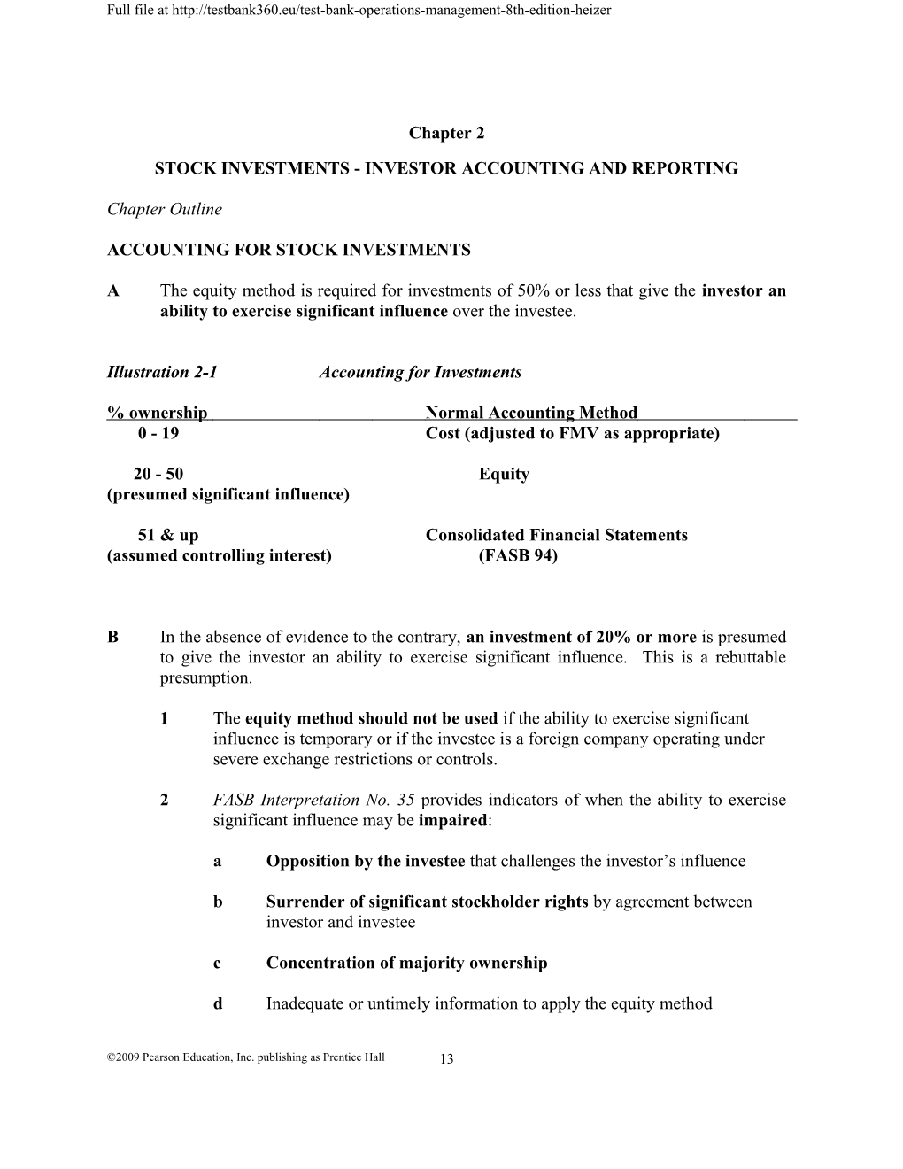 Stock Investments - Investor Accounting and Reporting