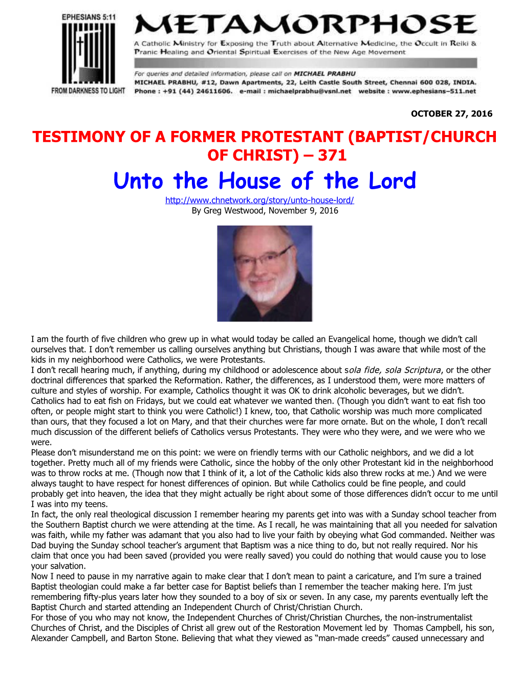 Testimony of a Former Protestant (Baptist/Church of Christ) 371