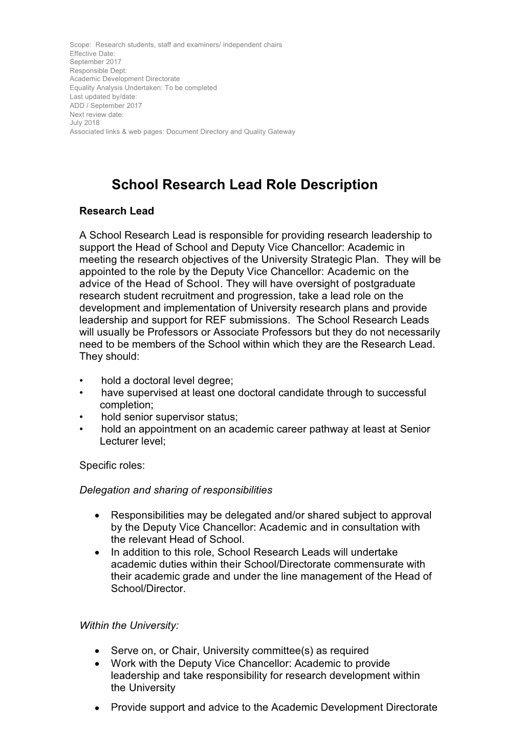 School Research Leadroledescription
