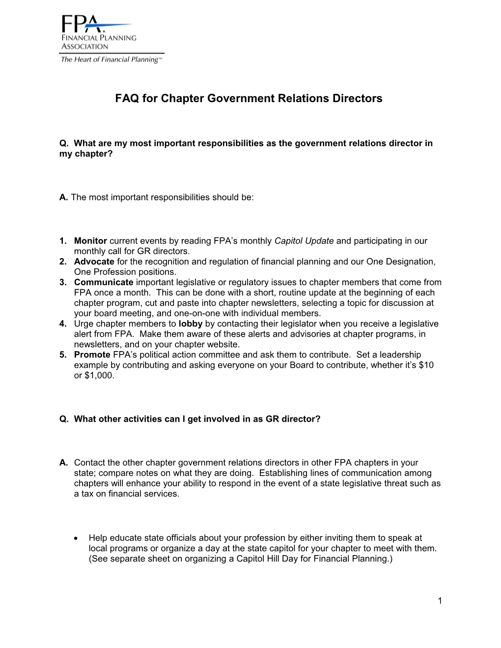 FAQ for Chapter Government Relations Directors