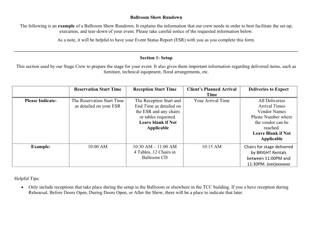 Ballroom Show Rundown