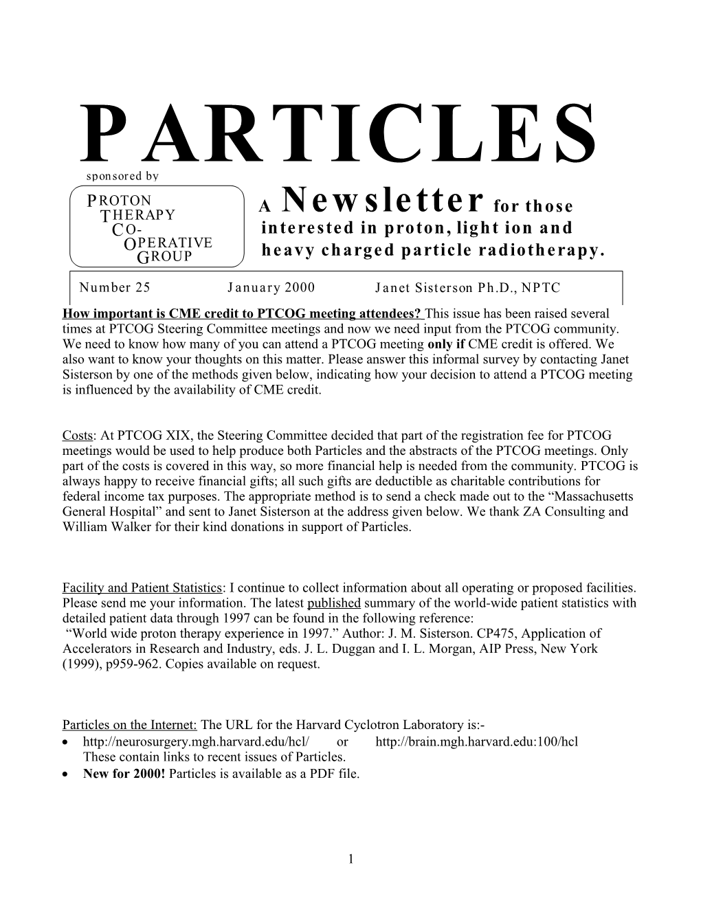 Particles on the Internet: the URL for the Harvard Cyclotron Laboratory Is