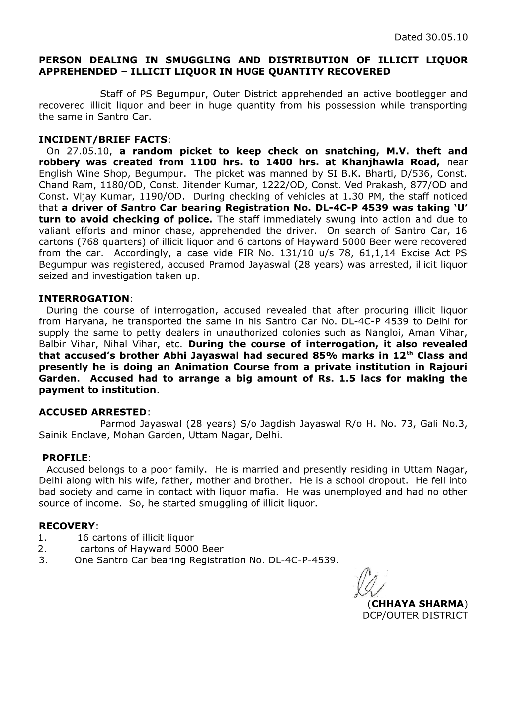 Person Dealing in Smuggling and Distribution of Illicit Liquor Apprehended Illicit Liquor