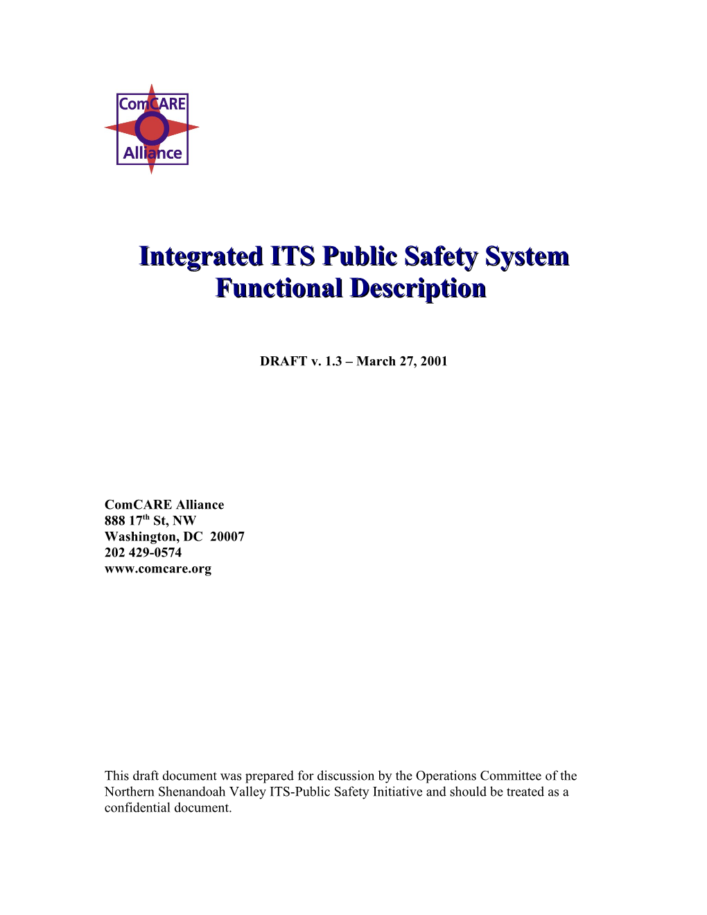 Integrated ITS Public Safety System Functional Description