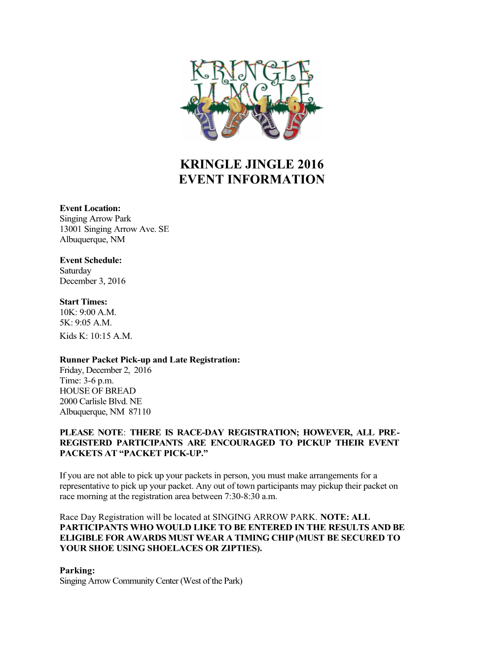 Kringle Jingle 2016 Event Information