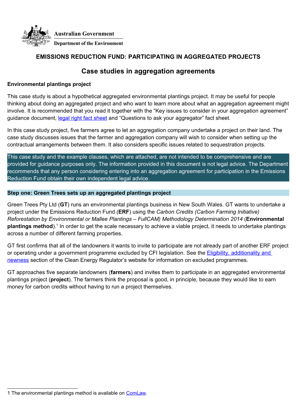 ERF: Participating in Aggregated Projects - Case Studies in Aggregation Agreements